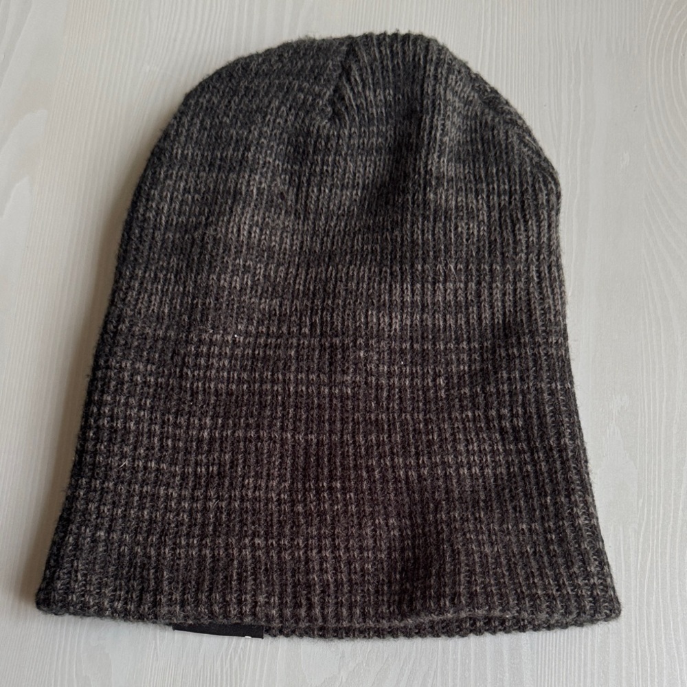 Black and Gray Ribbed Knit Beanie - Picture 2 of 4